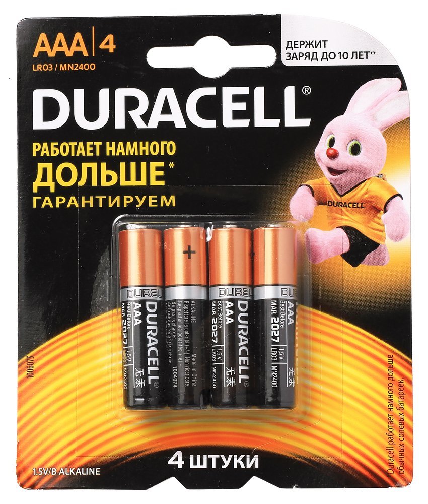 Купить Батарейки AAA Duracell (мизинчиковые) 4шт оптом ☛ Патиматика