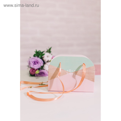 Сумка-Коробка для цветов Be happy 17х13х7см 3747833