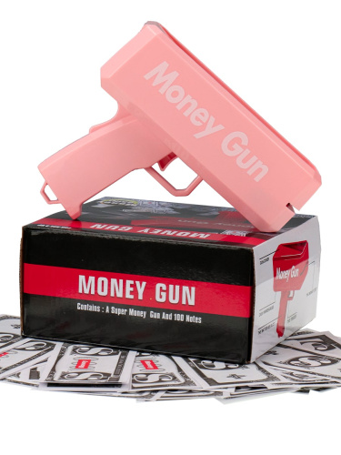 Пистолет с Деньгами Механический Розовый 