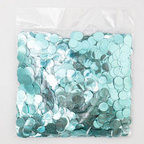 Конфетти Круги Голубые, Хром Сатин 1см/50гр 