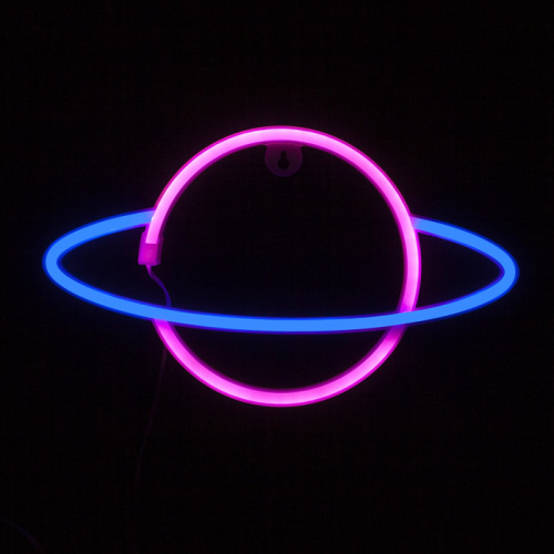 Световая Фигура Сатурн, Розовый/Синий 17 х 30 см 