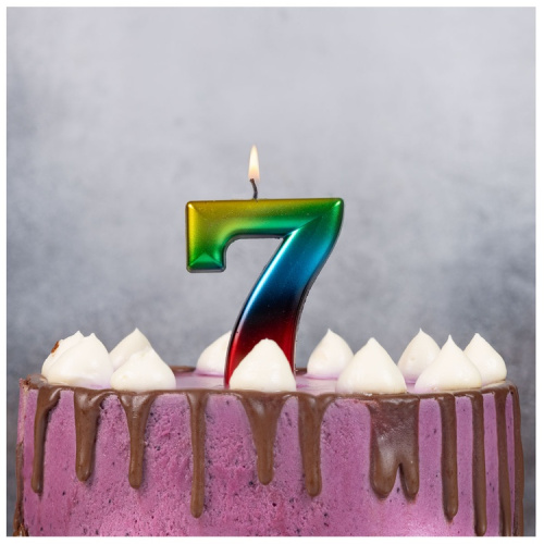 Свеча Цифра Радуга "7"