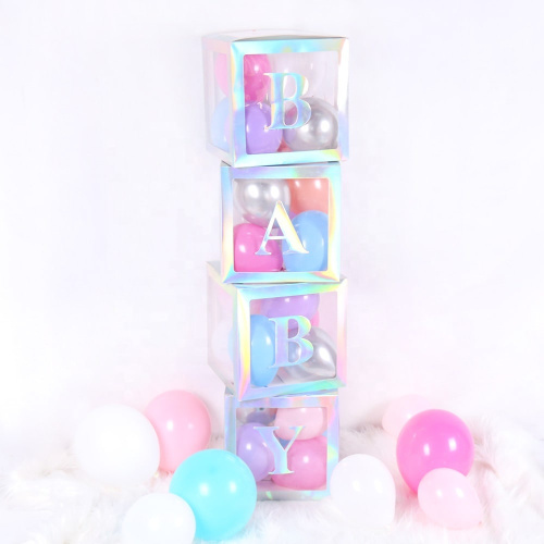 Коробки для шаров Прозрачные, Перламутровые, Baby 30см/4шт