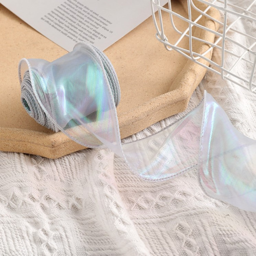 Лента Органза Серебро с Окантовкой, Хамелеон 40мм/9,14м