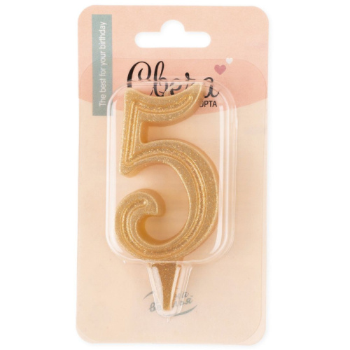 Свеча Цифра Золотая, Грация "5" 