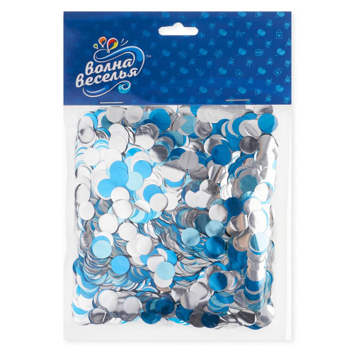 Конфетти Круги Голубой Микс, Металлик 1см/50гр 