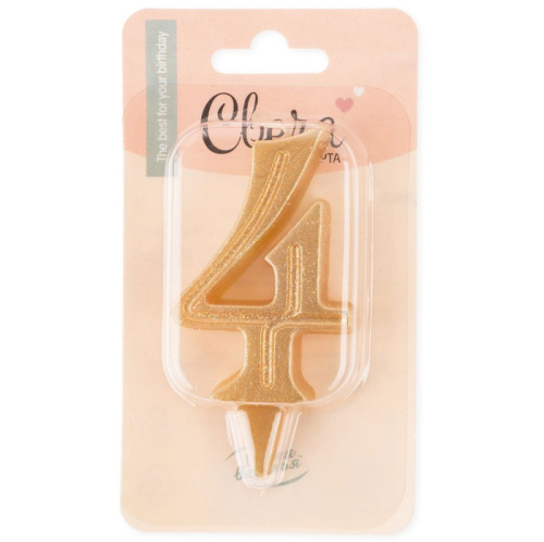 Свеча Цифра Золотая, Грация "4" 