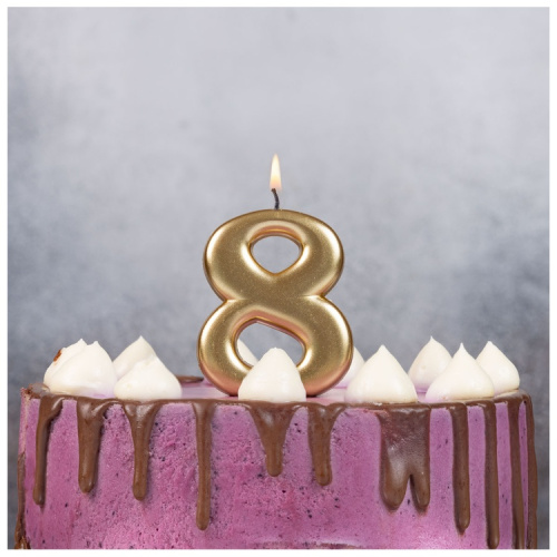 Свеча Цифра Золотая "8" 
