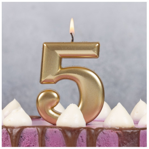 Свеча Цифра Золотая "5" 