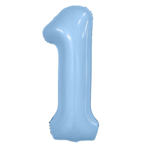 Ag 40" Цифра Голубая, Небесная "1" Slim