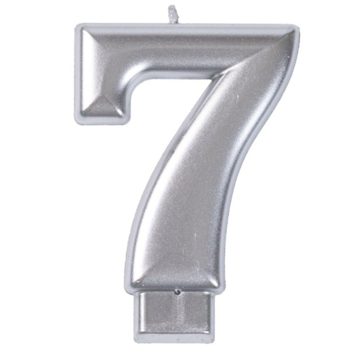 Свеча Цифра Серебряная "7" 