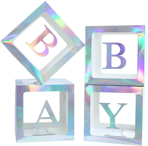 Коробки для шаров Прозрачные, Перламутровые, Baby 30см/4шт