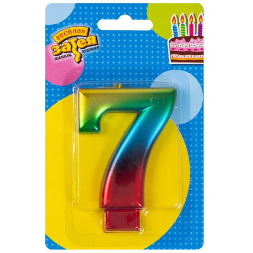 Свеча Цифра Радуга "7"