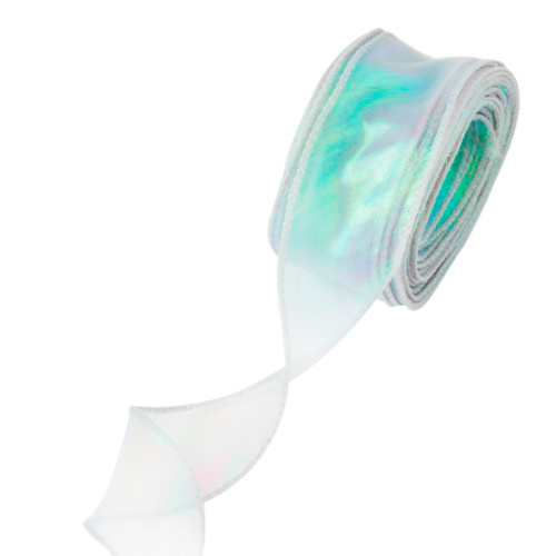 Лента Органза Серебро с Окантовкой, Хамелеон 40мм/9,14м