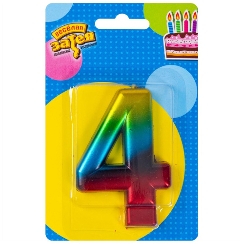 Свеча Цифра Радуга "4" 