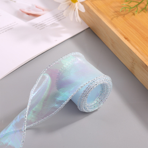 Лента Органза Серебро с Окантовкой, Хамелеон 40мм/9,14м