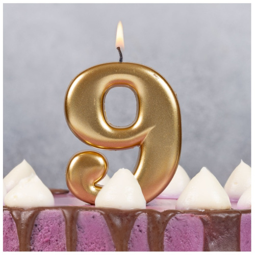 Свеча Цифра Золотая "9" 
