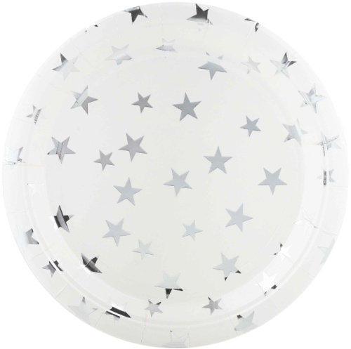 Тарелки Звезды Серебро на Белом 18см/6шт 