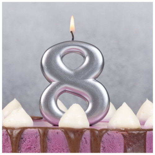 Свеча Цифра Серебряная "8" 