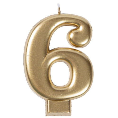 Свеча Цифра Золотая "6" 