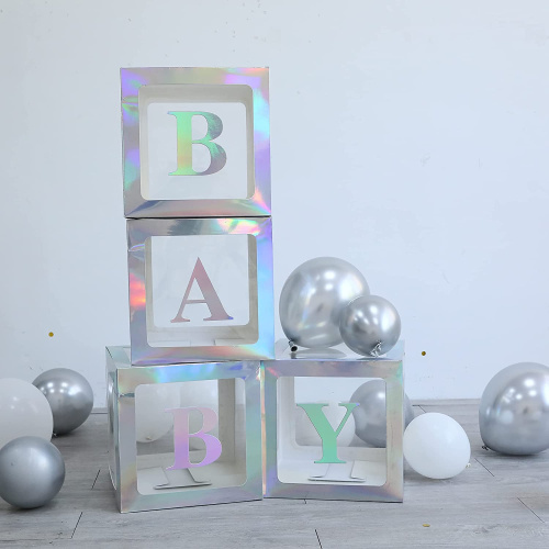 Коробки для шаров Прозрачные, Перламутровые, Baby 30см/4шт