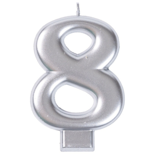 Свеча Цифра Серебряная "8" 