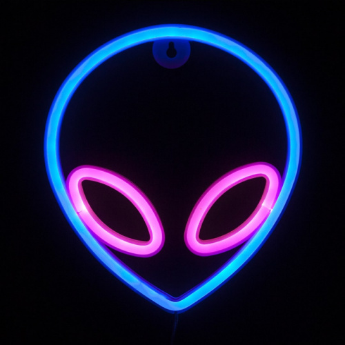 Световая Фигура Инопланетянин, Розовый/Синий 19,5 х 22 см 