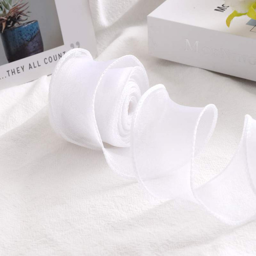 Лента Органза Белая с Окантовкой 40мм/9,14м 