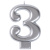 Свеча Цифра Серебряная "3" 