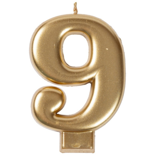 Свеча Цифра Золотая "9" 