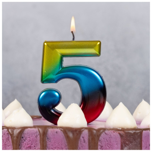 Свеча Цифра Радуга "5" 
