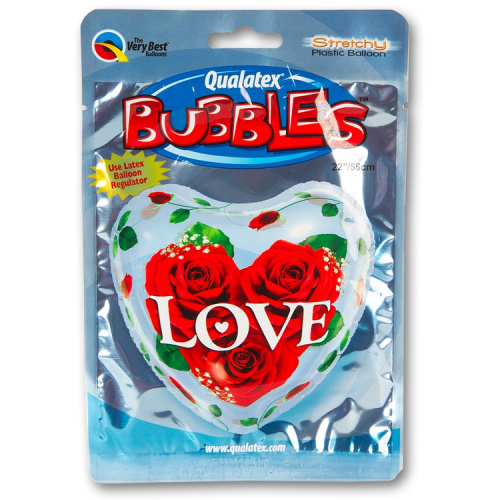 Q 22" Bubble в Форме Сердца, Розы 