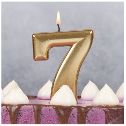 Свеча Цифра Золотая "7" 
