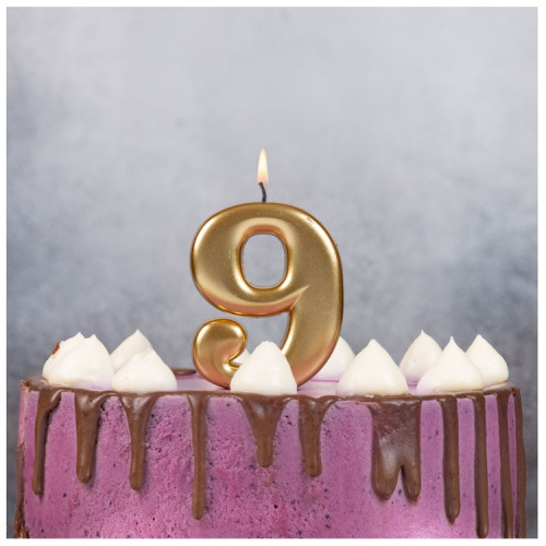 Свеча Цифра Золотая "9" 