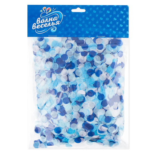 Конфетти Круги Голубые, Белые, Синие, Тишью 1см/50гр 
