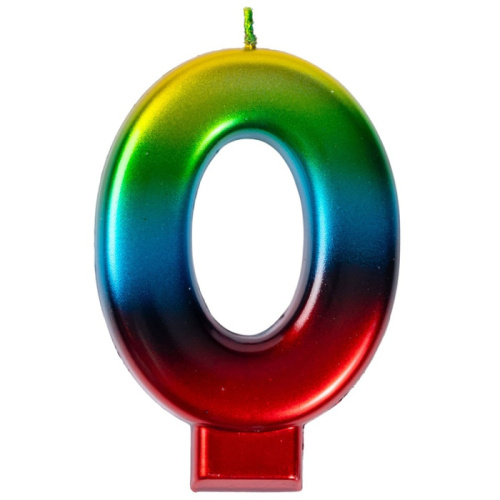Свеча Цифра Радуга "0" 