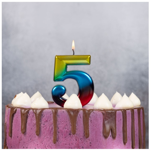 Свеча Цифра Радуга "5" 