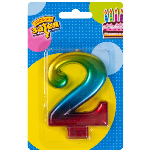 Свеча Цифра Радуга "2" 