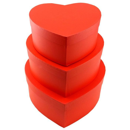 Набор коробок 3 в 1 Сердце, Однотонный Красный