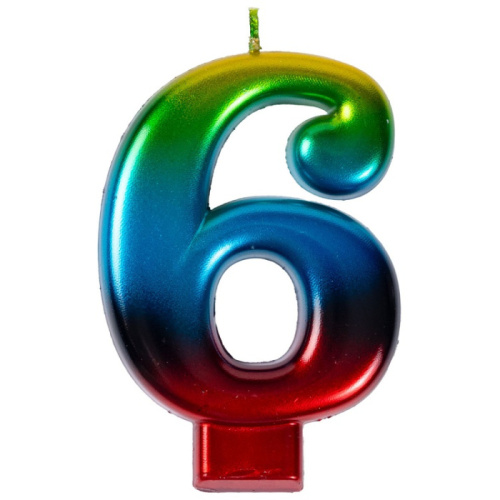 Свеча Цифра Радуга "6" 