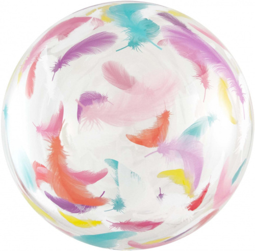 FA 18" Deco Bubble Разноцветные Перья, Прозрачный 