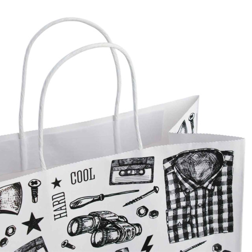 Пакет Подарочный Hard Man, Белый Крафт 28/32см 