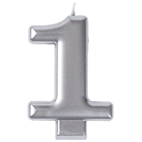 Свеча Цифра Серебряная "1" 