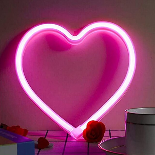 Световая Фигура Сердце Розовое 21 х 20 см 