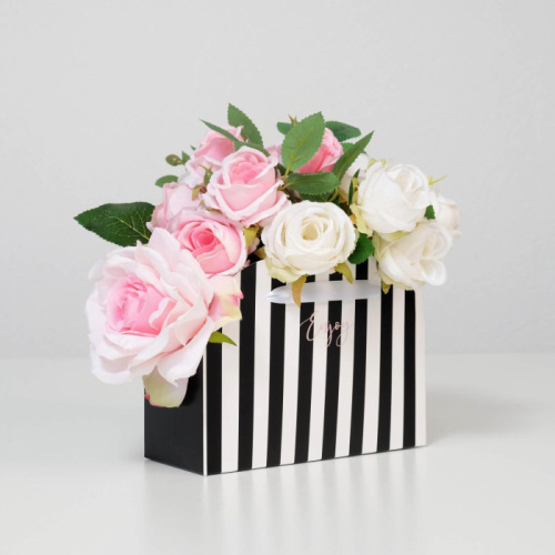 Коробка для цветов Enjoy, Черно-Белая 