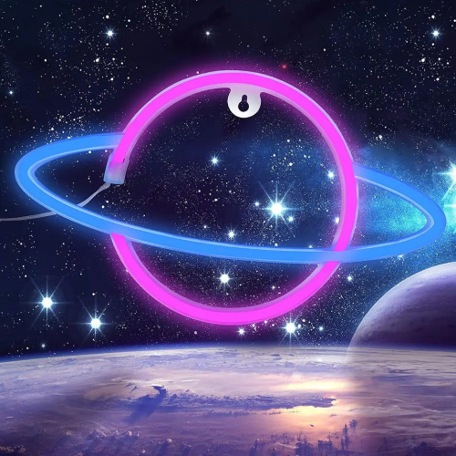 Световая Фигура Сатурн, Розовый/Синий 17 х 30 см 