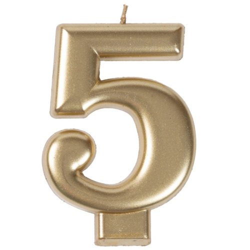 Свеча Цифра Золотая "5" 