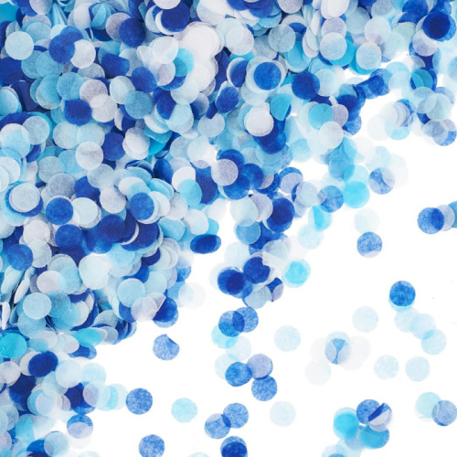 Конфетти Круги Голубые, Белые, Синие, Тишью 1см/50гр 