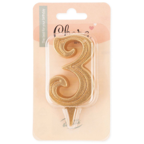 Свеча Цифра Золотая, Грация "3" 