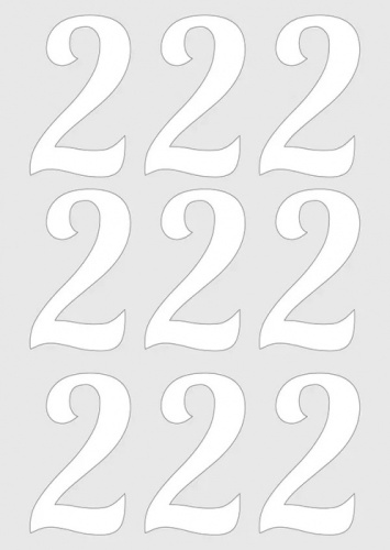 Наклейки Цифра 2 Белые 8см/9шт 
